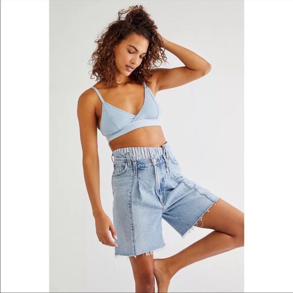 Agolde Sky Blue Denim Shorts - Picture 2 of 12